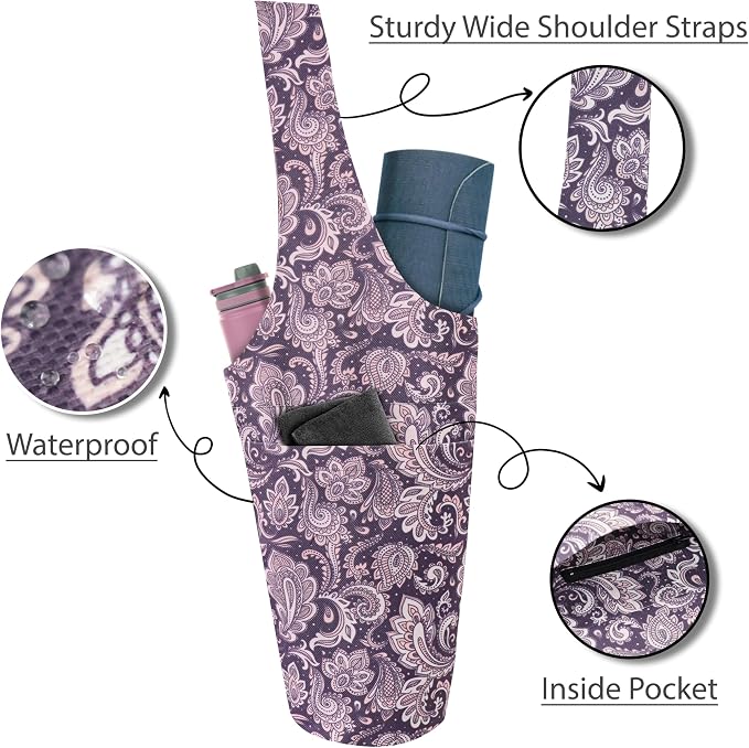 Yoga Mat Bag Yoga Tote Bag with Large Pocket and Zipper Pocket Yoga Mat Bag Carrier Fit Most Size Mats and All You Stuff