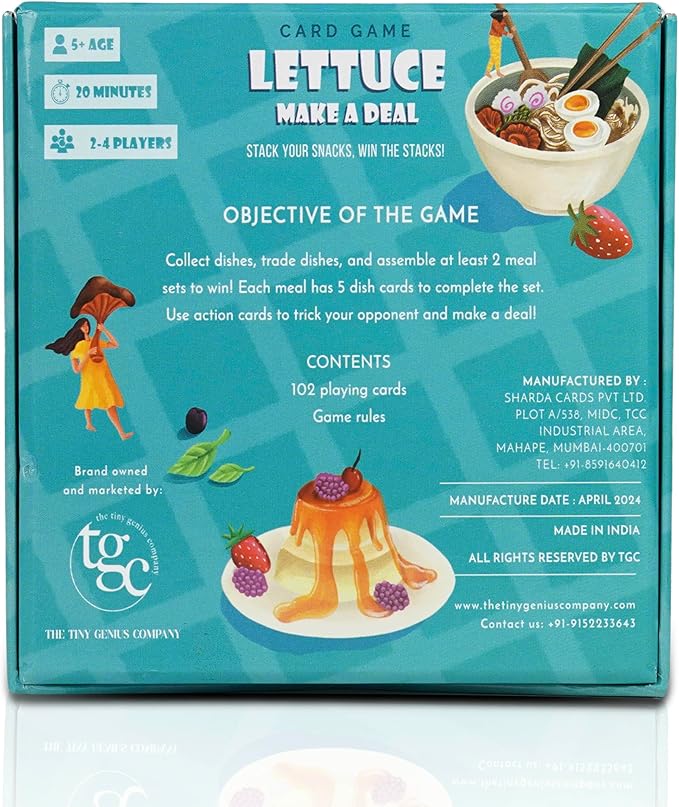 Lettuce Make a Deal Card Game | 102 Cards with Instructions | Fast-Paced Strategy Game for Kids & Adults | 2-4 Players (Up to 8 in Teams) | Ages 5+ | Family Travel & Party Fun