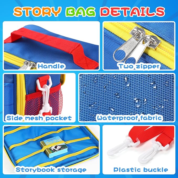 Storage Case for Little Tikes Story Dream Machine Books Starter Set, Toys Storage Holder Travel Case for Many Story Collection, Storytime/Little Golden Book Accessories, Blue, 8.6x8.2x5.5