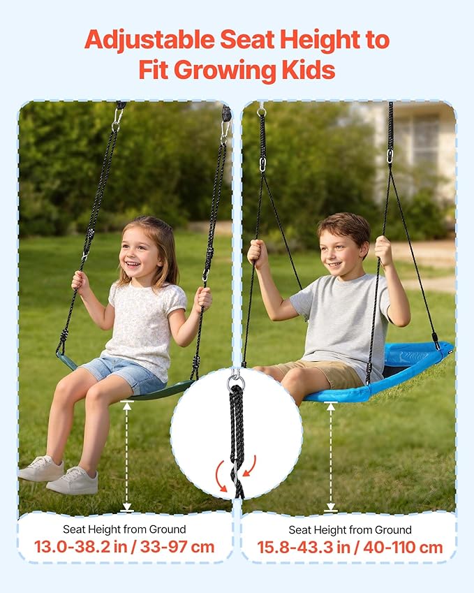 VEVOR Swing Set for Backyard, 45 x 30 in Swing Seat and Two Belt Seats, with Heavy Duty A-Frame Metal Stand, 700 lbs Load Capacity, Reinforced with Spiral Ground Anchors, Swingset Outdoor for Kids