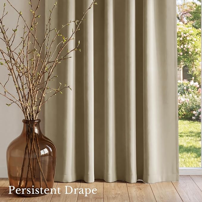 NICETOWN Window Treatment Thermal Insulated Rod Pocket Room Darkening Curtains/Drapes for Living Room (Cocoa Eggnog, 2 Panels, W42 x L84 inches)