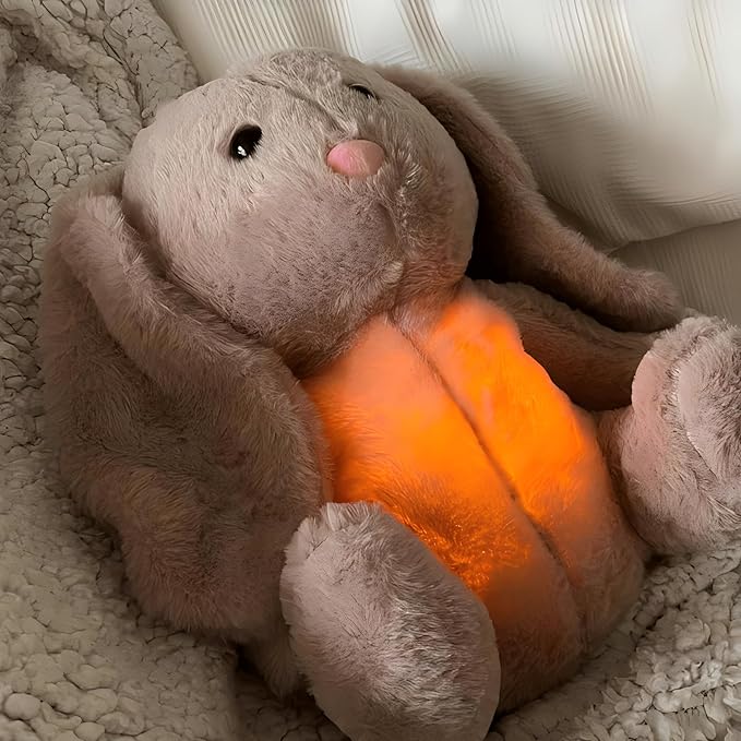 Breathing Stuffed Animal, Soothing Breathing Stuffed Animal Rabbit for Anxiety Adults and Kids Breathing Lights and Sound Machine with Realistic Breathing Easter My Bunny Toy