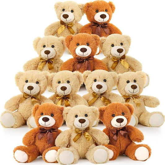 MorisMos Teddy Bear Stuffed Animal Bulk 12 Packs, 14'' Teddy Bears Bulk for Baby Shower, Small Teddy Bears in Bulk for Kids, Girls, Birthday, Valentines, Christmas