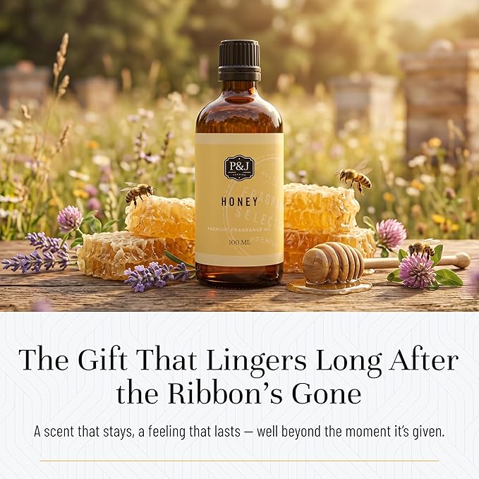 P&J Fragrance Oil - Honey Scented 100ml - Candle Scents, Soap Making, Diffuser Oil, Fresh Scents