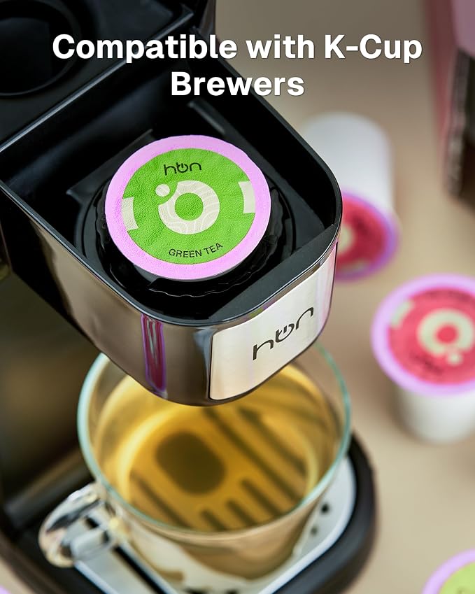 HBN Tea 48-Count Sampler Variety Pack for K-Cup Brewers, Healthy & Energizing Tea Capsules, Gift Box Set (Green, English Breakfast, Earl Grey, Jasmine)