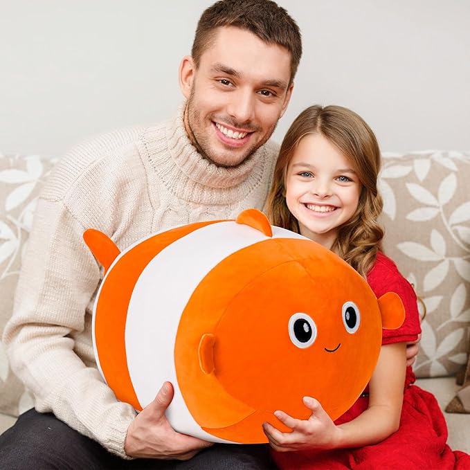 Wepop 20in Clown Fish Stuffed Animal, Big Clown Fish Plush, Cuddle Stuffed Plushies Pillows Gifts for Kids Adults Boys and Girls
