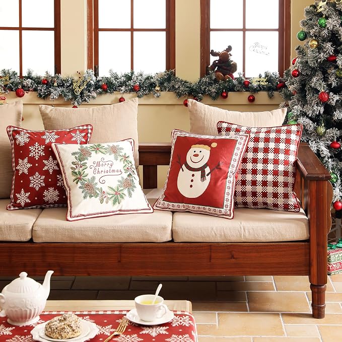 Designer Chrismas Velvet Throw Pillow Cover,18"x18"-Carol A | Vintage Square Pillow Cover,Concealed Zipper Design,Pinecones Pattern,Sofas,Bedroom,Living Room,Lounge Chairs,Decor