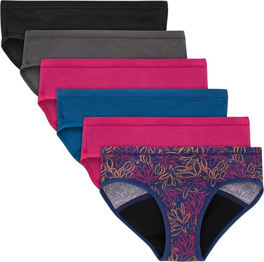 Hanes Girls' Period Underwear Boxer Briefs, Comfort Period Boxer Brief Panties for Girls, Moderate Protection