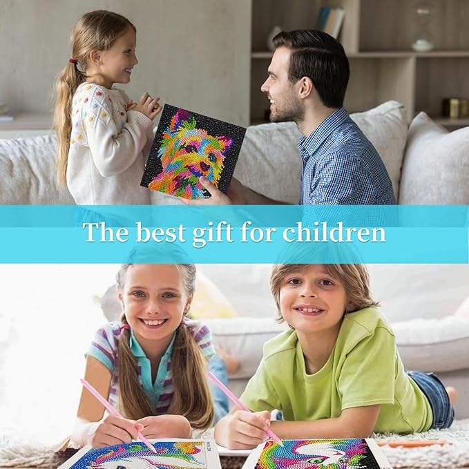 Libfx Diamond Art Kits for Kids 3 PCS Diamond Art for Girls Boys Beginners Arts and Crafts for Kids Ages 8-12 (Alpaca-Dog)