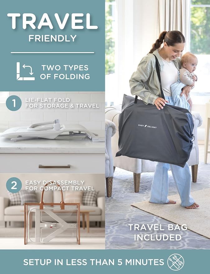 Baby Delight Alpine Deluxe Portable Bouncer | Infant | 0 – 6 Months | Driftwood Grey