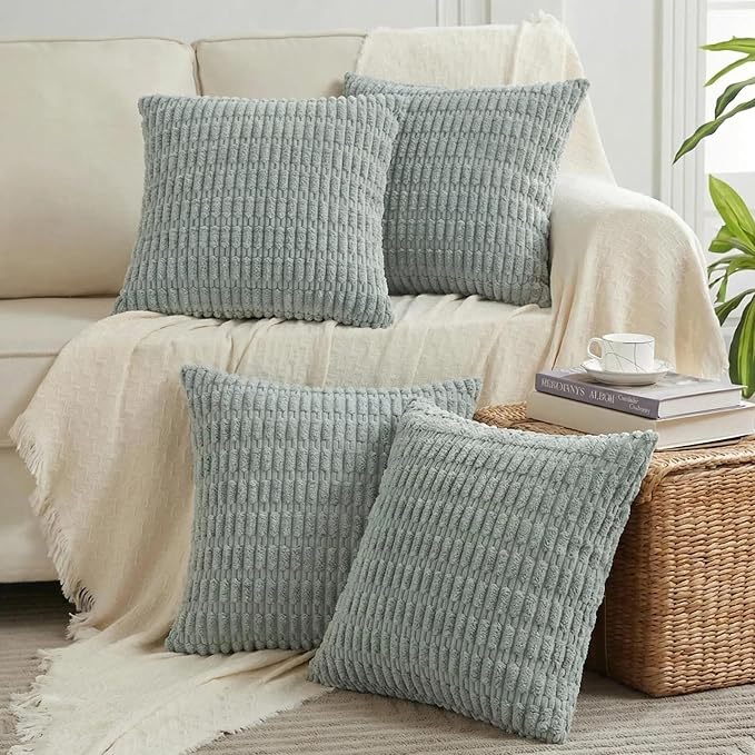 Fancy Homi 4 Packs Decorative Throw Pillow Covers for Living Room Couch Bed, Modern Farmhouse Boho Home Décor Accent Cushion Case, 26" x 26", Grey Blue