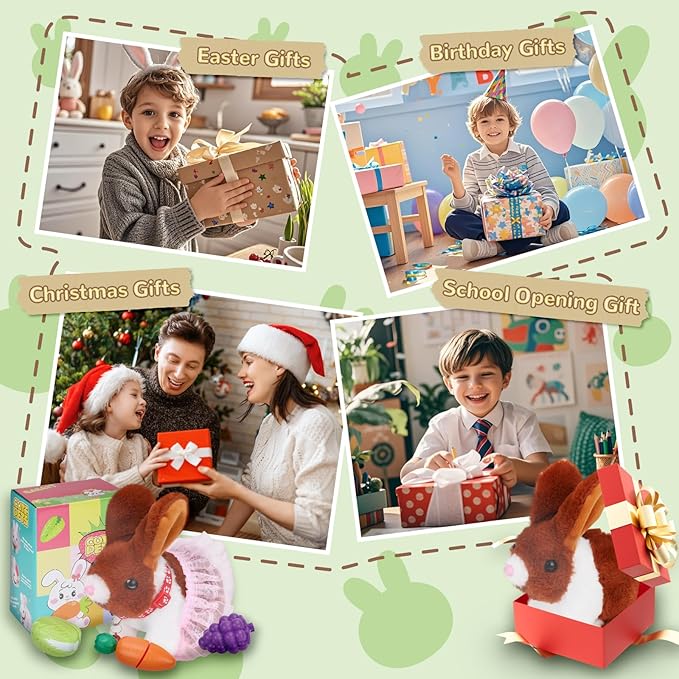 Walking Bunny Toys for Kids, Bunny Stuffed Animal Interactive Electronic Toys, Swinging Ears, Twitching Mouth and Nose, Easter Christmas and Birthday Gift, Suitable for Toddlers 3, 4, 5, 6, 7Years Old