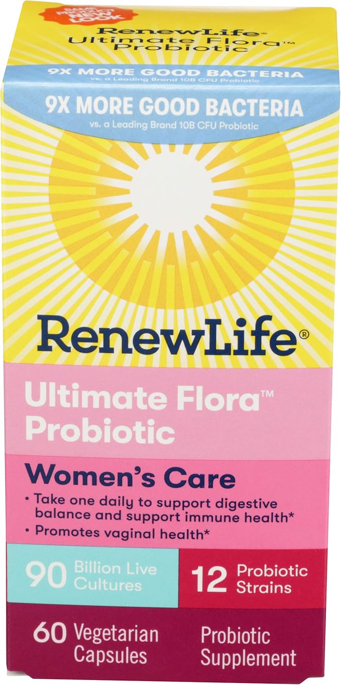 Renew Life Women's Probiotic Capsules, Supports pH Balance for Women, Vaginal, Urinary, Digestive and Immune Health, L. Rhamnosus GG, Dairy, Soy and Gluten-Free, 90 Billion CFU - 60 Ct | 60 Vegetarian Capsules | Promote Digestive Health & Regularity | ...