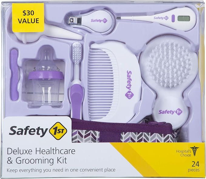 Safety 1st Deluxe Baby Healthcare and Grooming Kit, Pyramids Grape Juice, Newborn Baby Essentials, One Size, 24 Pieces