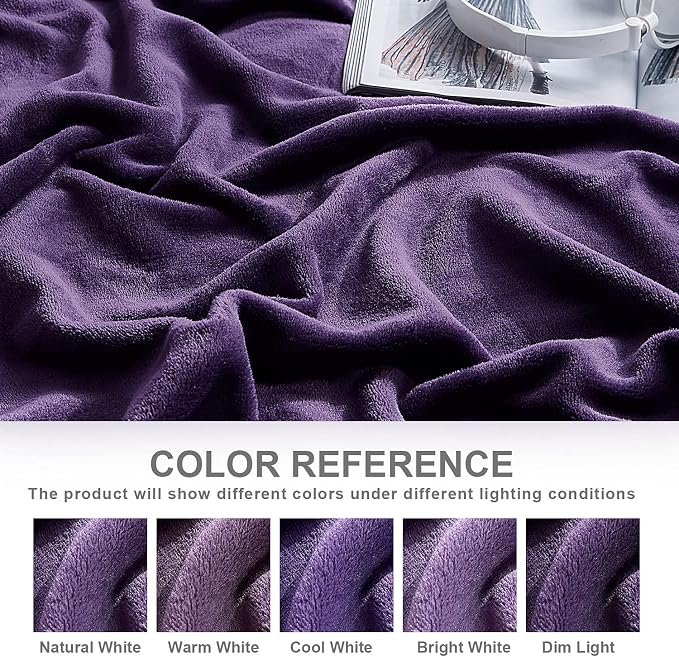 Hansleep Queen Purple Fleece Blanket, Soft Flannel Bed Blanket | Fuzzy Cozy Blanket 90x90 Inches, Multi-use for Bed, Sofa, Couch, Travel, Camping, All Season Warm Lightweight Cover