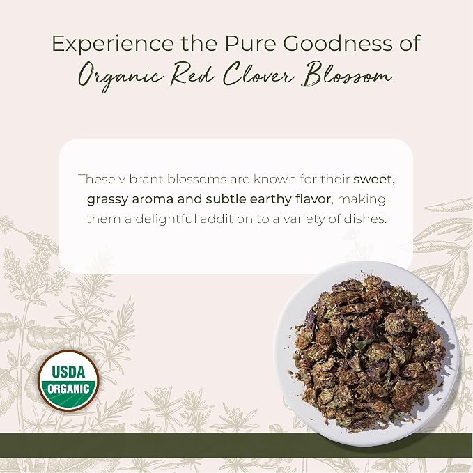 Starwest Botanicals Red Clover Blossoms Whole Organic - Dried Loose Leaf Herb for Tea, Edible Flowers, Certified Kosher, Non-GMO - 4 oz Pouch