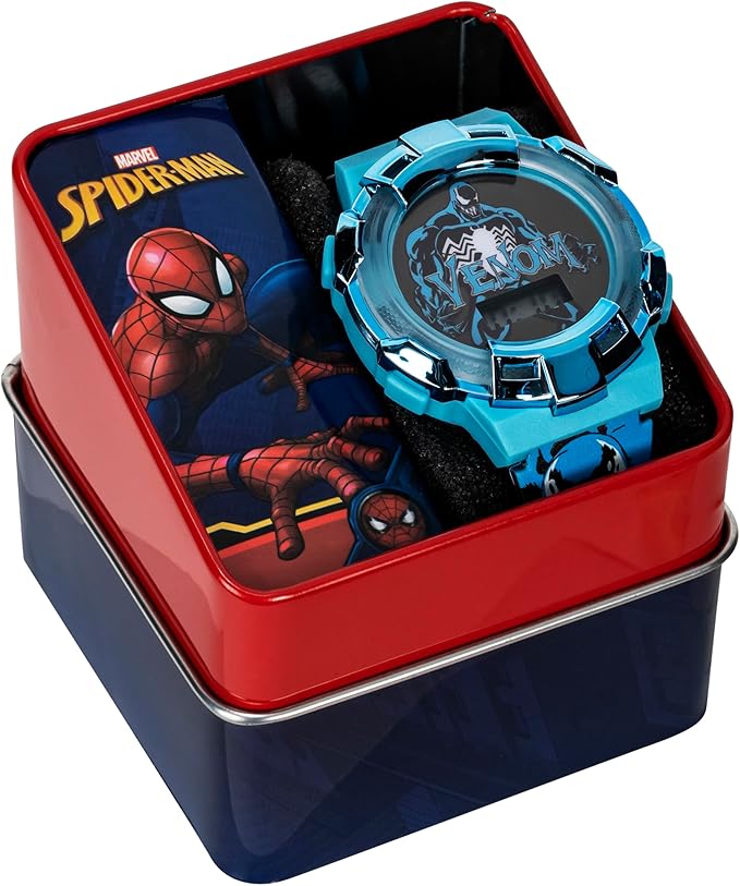 Marvel Venom Kids Watch – Light-Up Bezel with Rotating Lights, LCD Display, Easy-to-Read, Adjustable Plastic Strap – Perfect for Boys and Girls