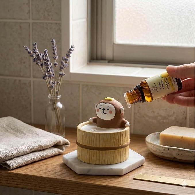 Passive Stone Diffuser, Cute Animal Series Aromatherapy Oil Diffuser for Tabletop Decor (1, Leisurely Monkey)