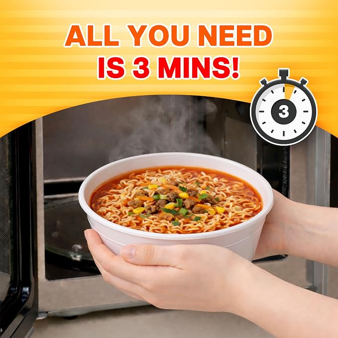 Nongshim Spicy Chicken Noodle Soup Bowl Soup Mix, 6 Pack, Korean-Style Ramen Noodle Instant Soup, Microwaveable