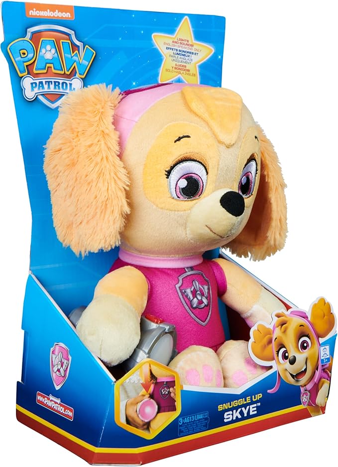 Paw Patrol, Snuggle Up Skye Plush with Flashlight and Sounds, for Kids Aged 3 and Up