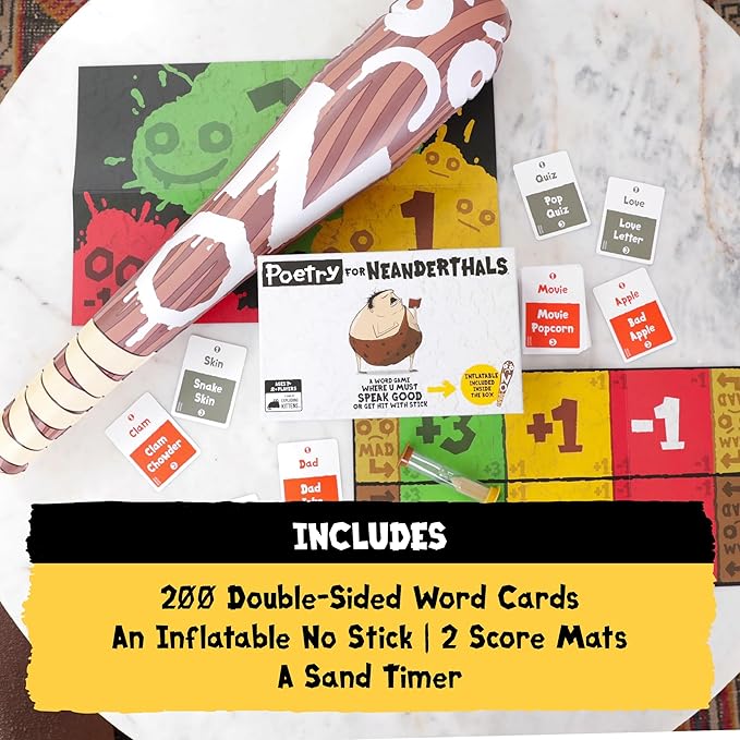 Exploding Kittens Poetry for Neanderthals 2+ Players - Ages 7+ - 15 Minutes to Play - Competitive Word Guessing Game - Party Game, Family Game Night, Kid and Adult Card Game