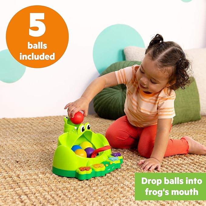 Bright Starts Poppin' Ball Frog Ball Play Toy, Launching, Bouncing & Ramp Racer Toy, Crawl and Chase, Unisex, 6 Months+