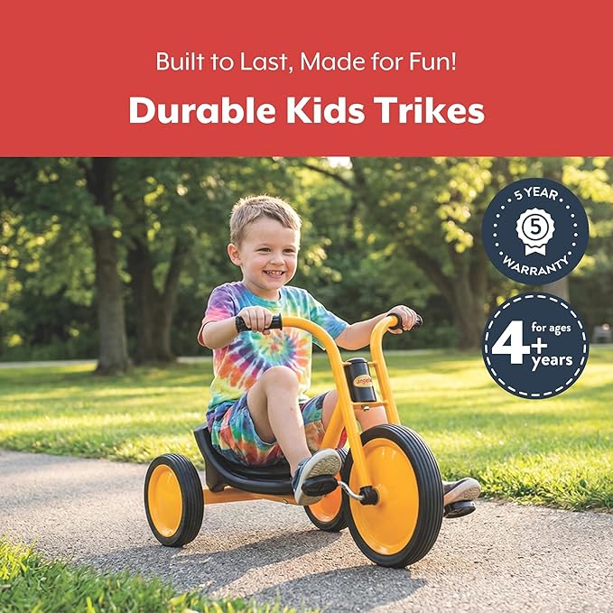 Angeles Kids Tricycle, Toddler Tricycle with Solid Airless Rubber Tires, Kids Bike for Preschools and Daycare, Ages 4+, MyRider 6" Tall Seat