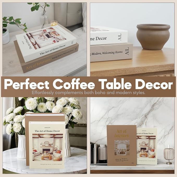 Decorative Books for Home Decor with Storage – Set of 2 Faux Linen Book Boxes with Aesthetic Covers – Enhance Your Coffee Table, Bookshelf Decor – Hidden Storage for Photos, Keepsakes, and Jewelry