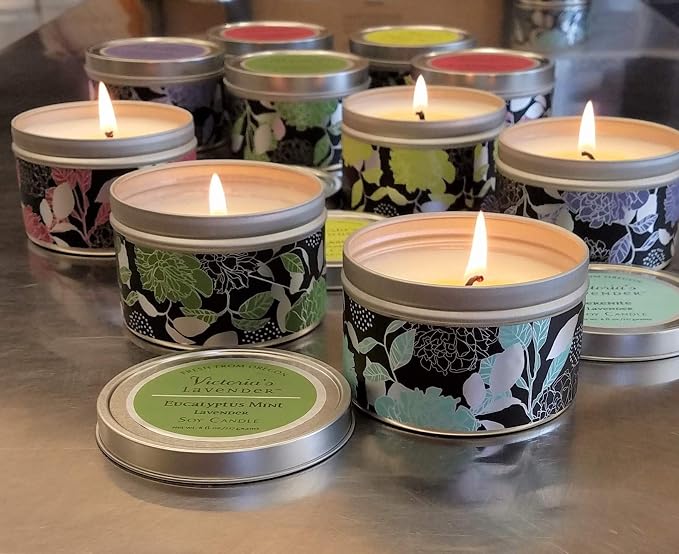 Eucalyptus Mint Lavender Luxury Scented Candles for Home - Made in the USA, Relaxing Candles with Essential Oil, Soy Wax Aromatherapy, Aesthetic & Romantic Design for Home by Victoria’s Lavender