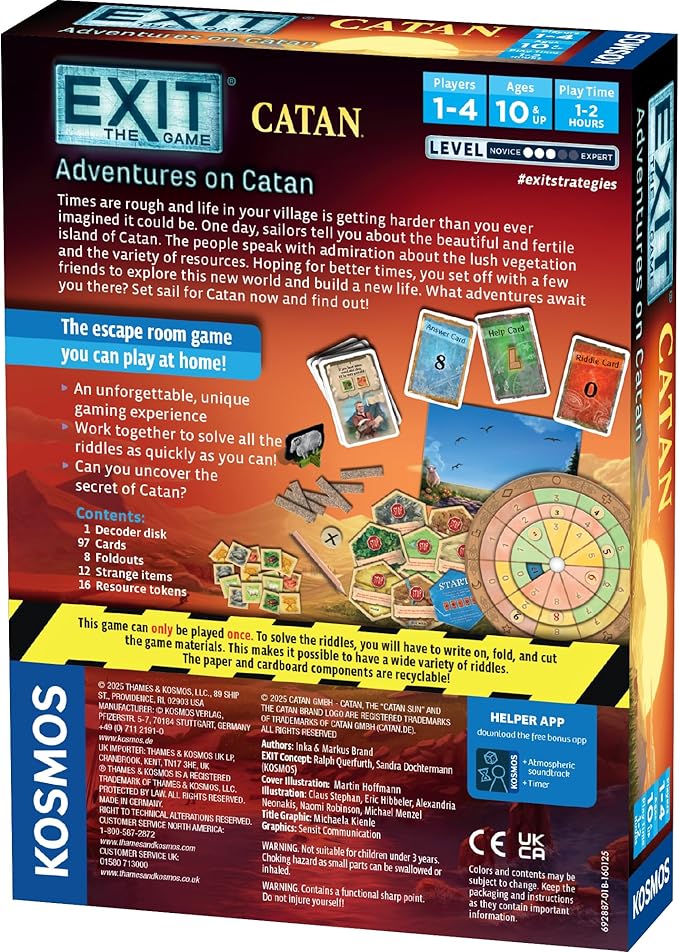 EXIT: The Game - Adventures on Catan | Interactive Escape Room Experience| Cooperative | 1-4 Players | 10+ | Kosmos | Game for Kids and Adults
