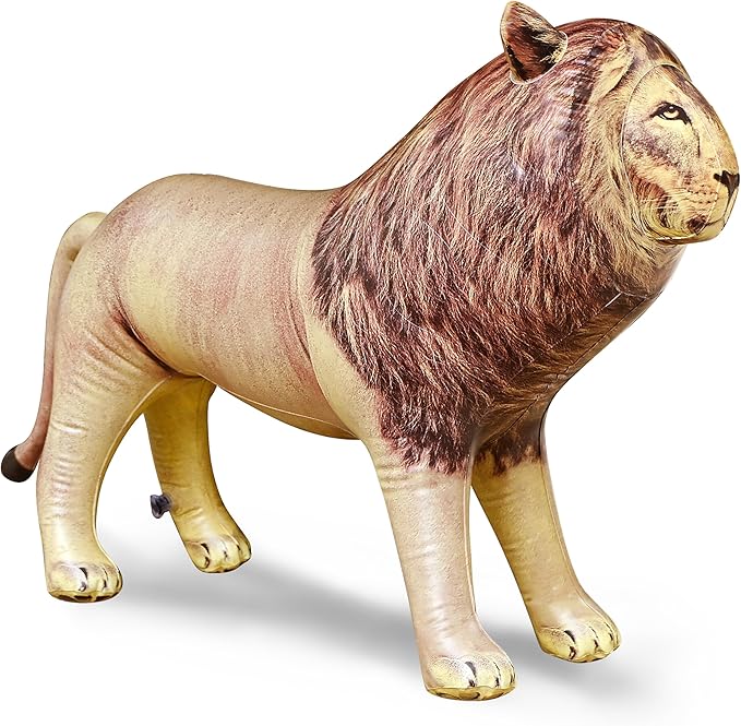 Jet Creations Inflatable Male Lion with Mane Stuffed Animal, Standing – Ideal for Safari or Wildlife Theme Parties, Favors, and Decorations, Size 36 inch Long, an-Lion, Tan