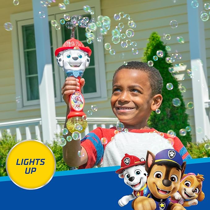 Little Kids Paw Patrol Marshall Light and Sound Musical Bubble Wand, Includes Bubble Solution