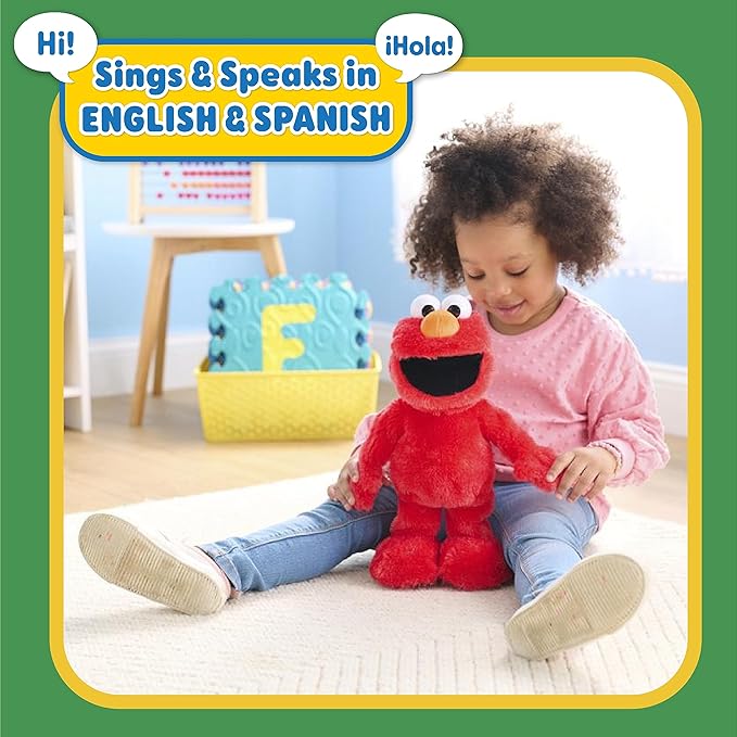 Sesame Street Elmo Slide Singing and Dancing 14-inch Plush, Pretend Play, Interactive Toy, Kids Toys for Ages 2 Up by Just Play