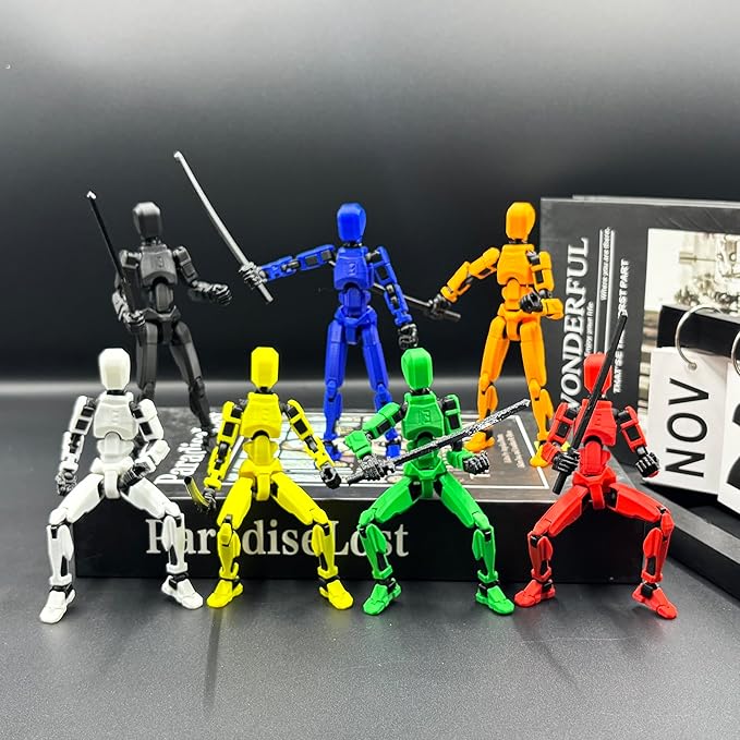 7PCS Assembly Completed T13 Action Figure 3D Printed Multi-Jointed Movable,Lucky 13 Action Figures,Multi-Articular Action Figures,Desktop Decorations,Creative Gifts (7 Colors)