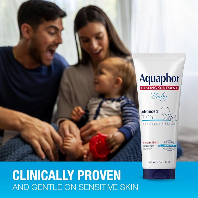 Aquaphor Baby Healing Ointment Advanced Therapy Skin Protectant, Dry Skin and Diaper Rash Ointment, 7 Oz Tube