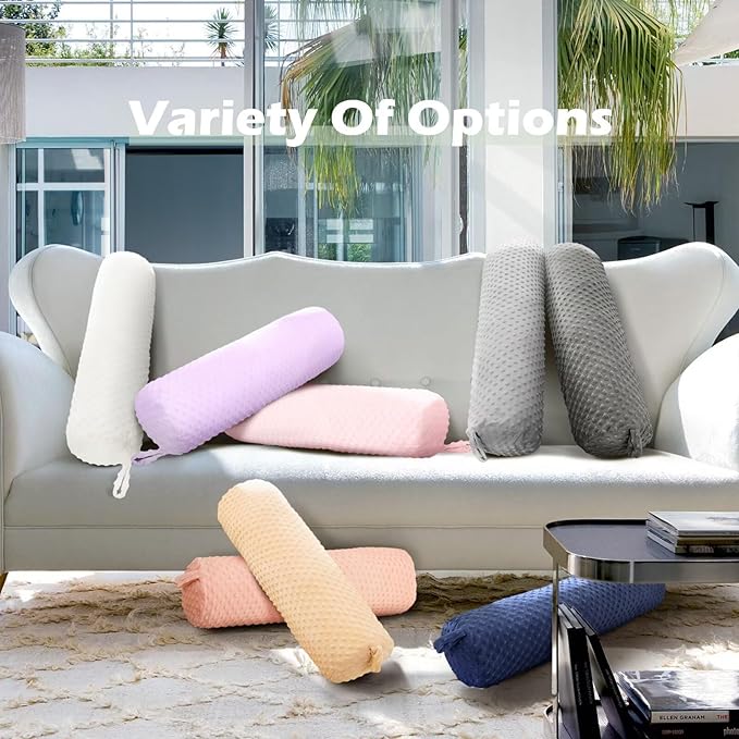 Roll Neck Pillow for Sleeping with Removable Cover Memory 24 x 5.9 Inch Cervical Round Pillow Long Cylinder Bolster Body Pillows for Neck Back Leg Lumbar Support Light Grey