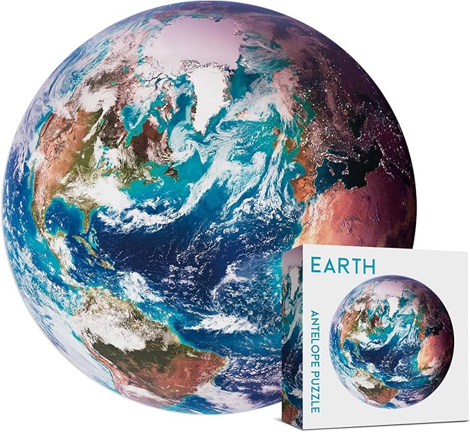 Antelope 2 in 1 Round Puzzle Bundle - Earth and Sun Space Jigsaw Puzzle - 1000 Piece Planet Puzzle