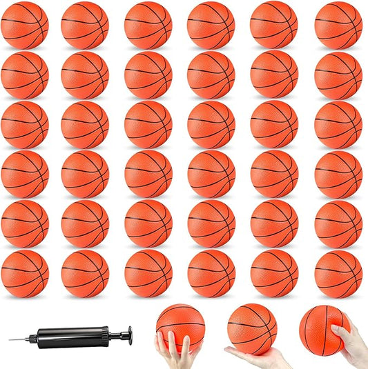Hymaz 36 Pcs 4 Inch Mini Basketballs Ball for Kids, Rubber Small basketballs with Pump for Kids Basketball Gifts - Inflatable Ball for Basketballs Hoop, Geart for Sports Beach Pool Theme Party Favor