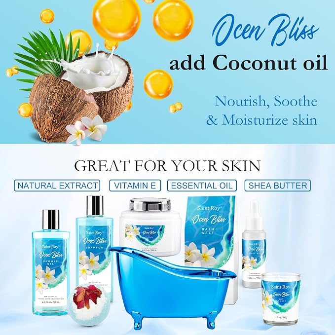 Spa Gift Basket Set for Women & Men | Bath & Body Gift Set, Bath Spa Basket