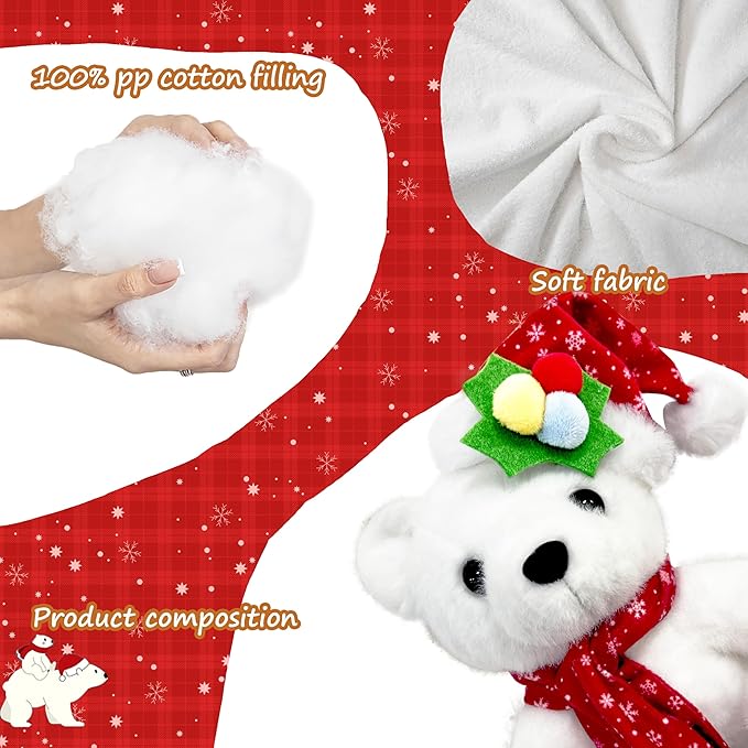 Christmas Teddy Bear Stuffed Animal 2025 Polar Bear Stuffed Animal Christmas Plush Toys Gifts for Kids Adult Birthday Holiday Indoor or Outdoor Home Party Decorations
