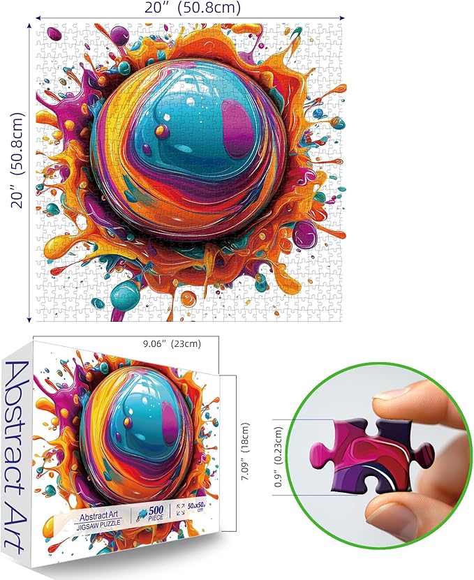 500-Piece Abstract Art Jigsaw Puzzle for Adults - Challenging Gradient Color Design, 20x20 Inch Puzzle - Unique Gift for Art Lovers & Puzzle Enthusiasts