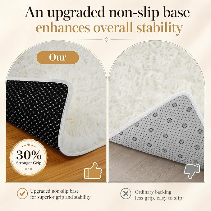 Area Rug for Living Room Bedroom: 5x7 White Soft Fluffy Shag Upgrade Non-Slip High Pile Carpet Large Fuzzy Plush Indoor Floor Decor Shaggy Rug for Kid Boys Girls Dorms Playroom Nursery Modern Home