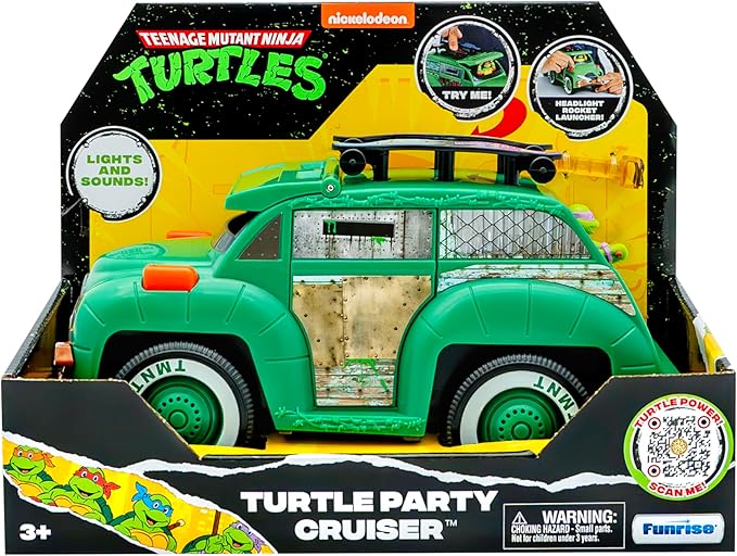 Teenage Mutant Ninja Turtles, Turtle Party Cruiser w/Lights and Sounds, Vintage Styling, Interactive Play, Ages 3+