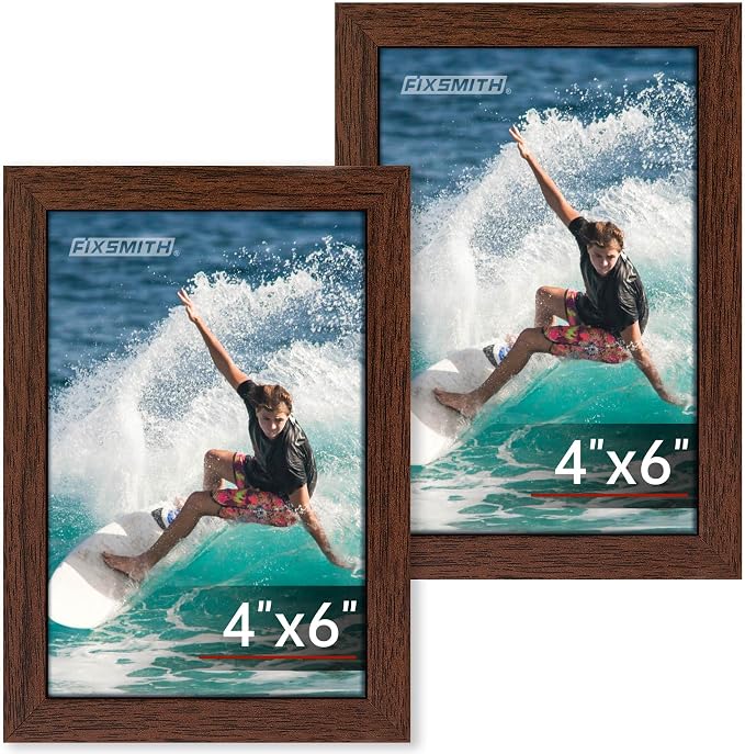4x6 Picture Frame Set of 2, Photo Frame 4x6 with HD Plexiglass, Brown Picture Frames Collage for Tabletop or Wall Display