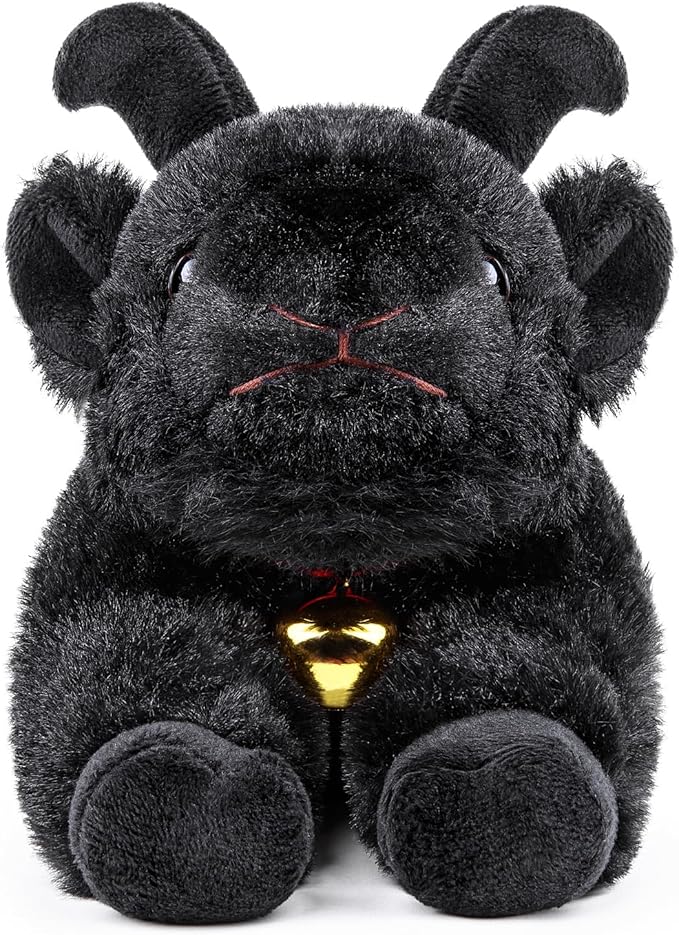 Screaming Lying Black Goat with Bell Plush Animal Toy 11in, Realistic Screaming Goat Plush Toy, Cute and Funny Black Goat Animal Plushies Model Gift Collection for Kids
