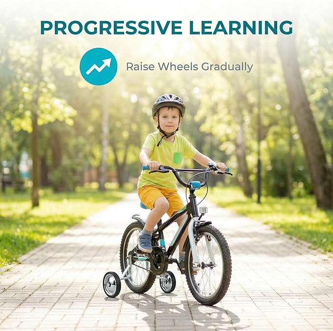 Training Wheels Little World Heavy Duty Rear Bicycle Stabilizers Mounted Kit Compatible for Bikes of 14 16 18 Inch, 1 Pair-Stronger Version