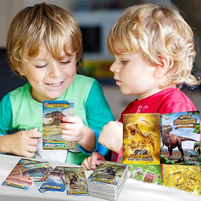 Dinosaur Card Binder 4 Pockets, Dinosaur Flash Cards, 168 Kids Collectible Dinosaur Trading Cards, Prehistoric Animal Educational Learning Toys