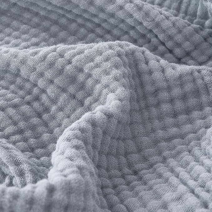 EMME Muslin Blankets for Adults Throw Blanket for Couch Breathable Gauze Soft Lightweight Airy Dusty Blue Throw XL 50" x 71"