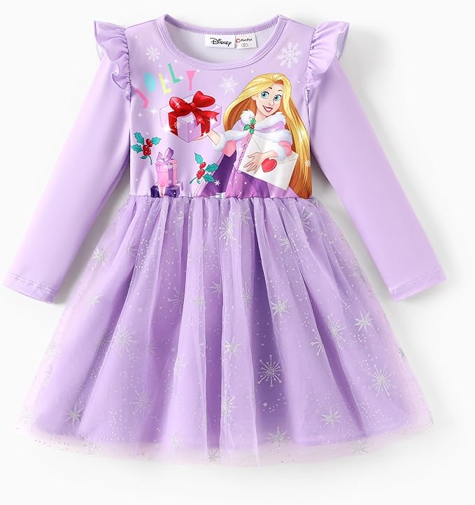 Disney Princess Frozen Minnie Mouse Dress Girls Sparkle Ruffle Tulle Tutu Birthday Party Fall Outfits Clothes Baby to Toddler