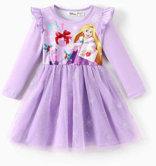 Disney Princess Frozen Minnie Mouse Dress Girls Sparkle Ruffle Tulle Tutu Birthday Party Fall Outfits Clothes Baby to Toddler